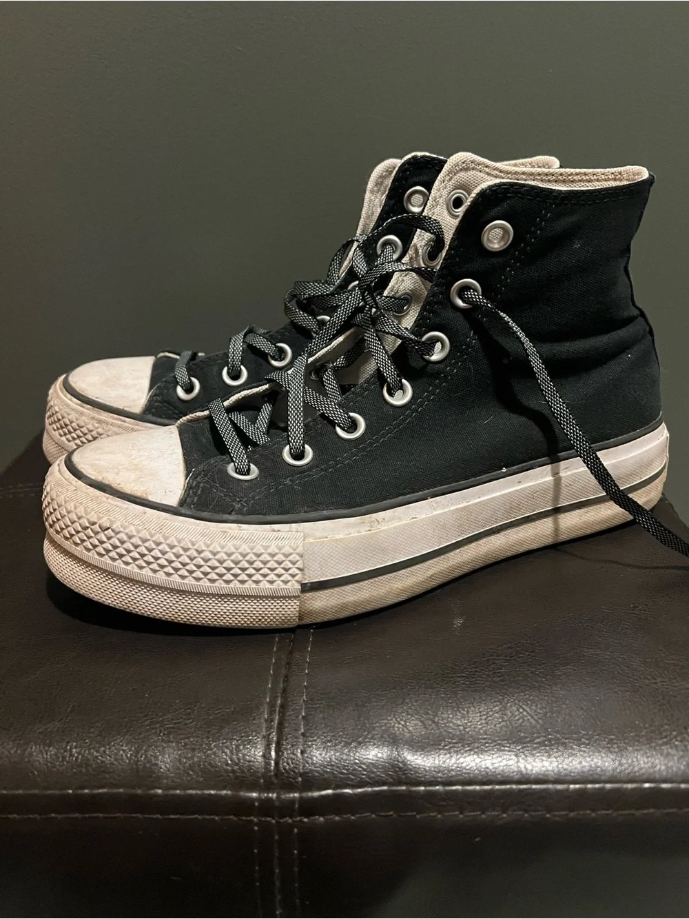Converse Black High-Top Platform Sneakers with White Logo Patch